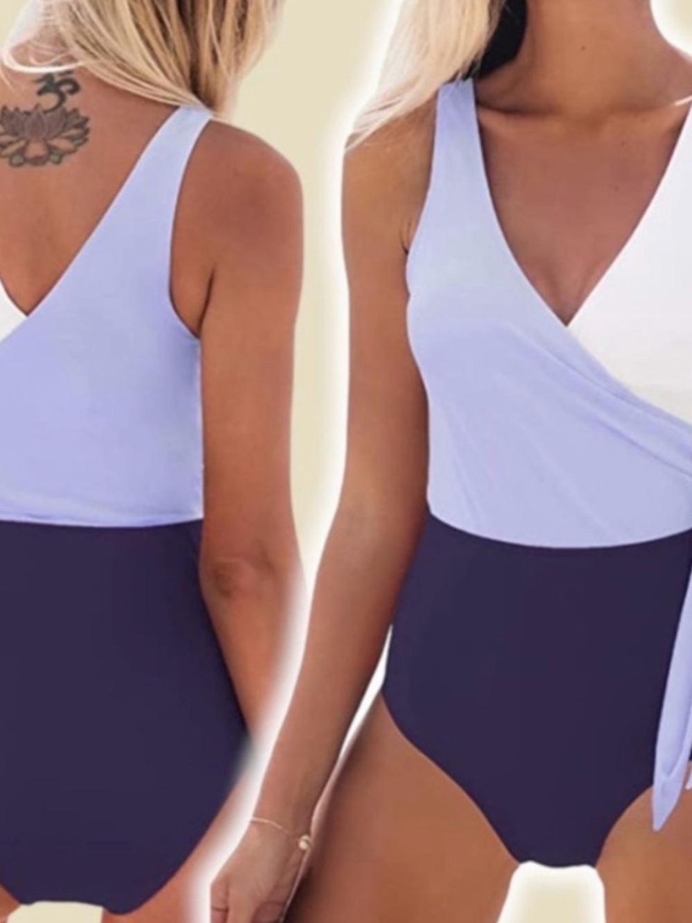 Cupshe Lavender & White Wrap One-Piece Swimsuit